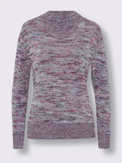 Pull à col montant avec empiècement côtelé décoratif à l'encolure