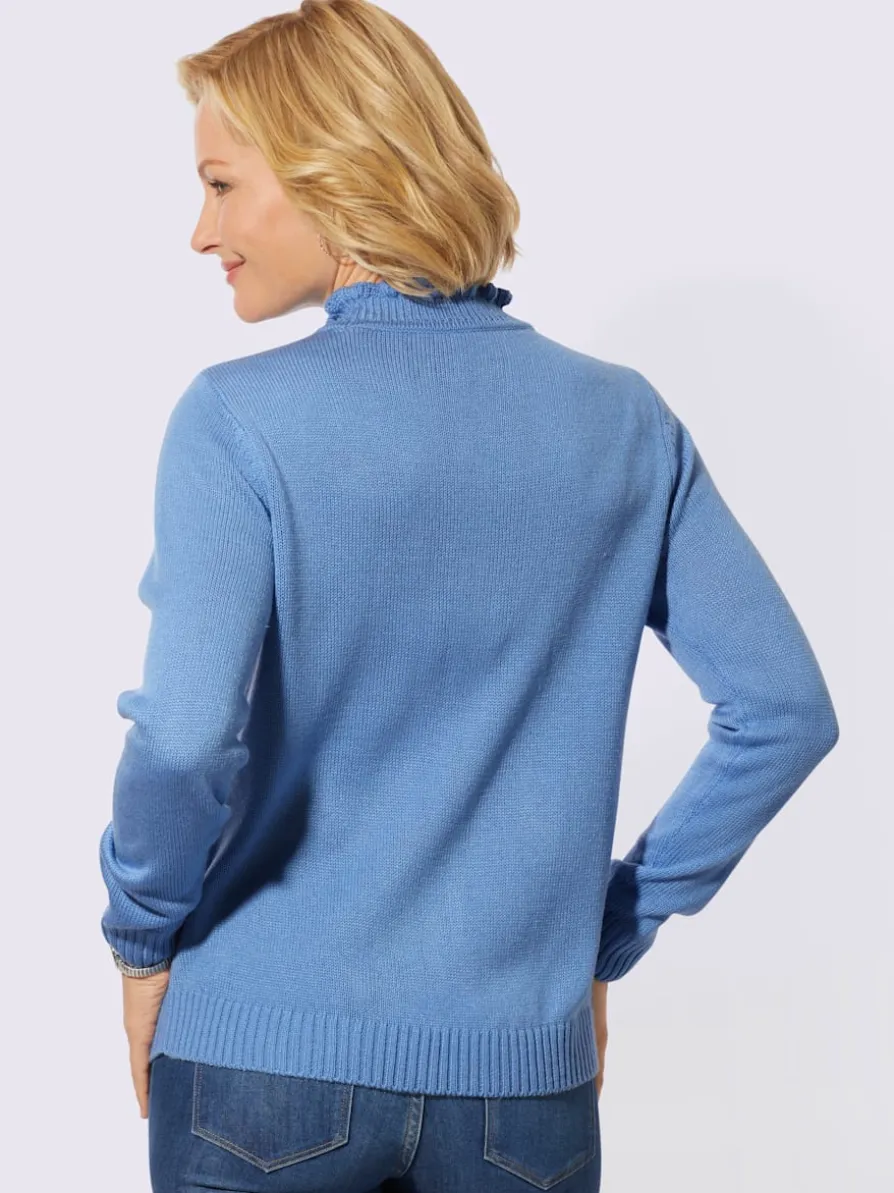 Pull à col montant fausse patte de boutonnage
