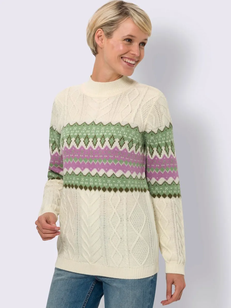 Pull à col montant jolis motifs torsadés et structurés