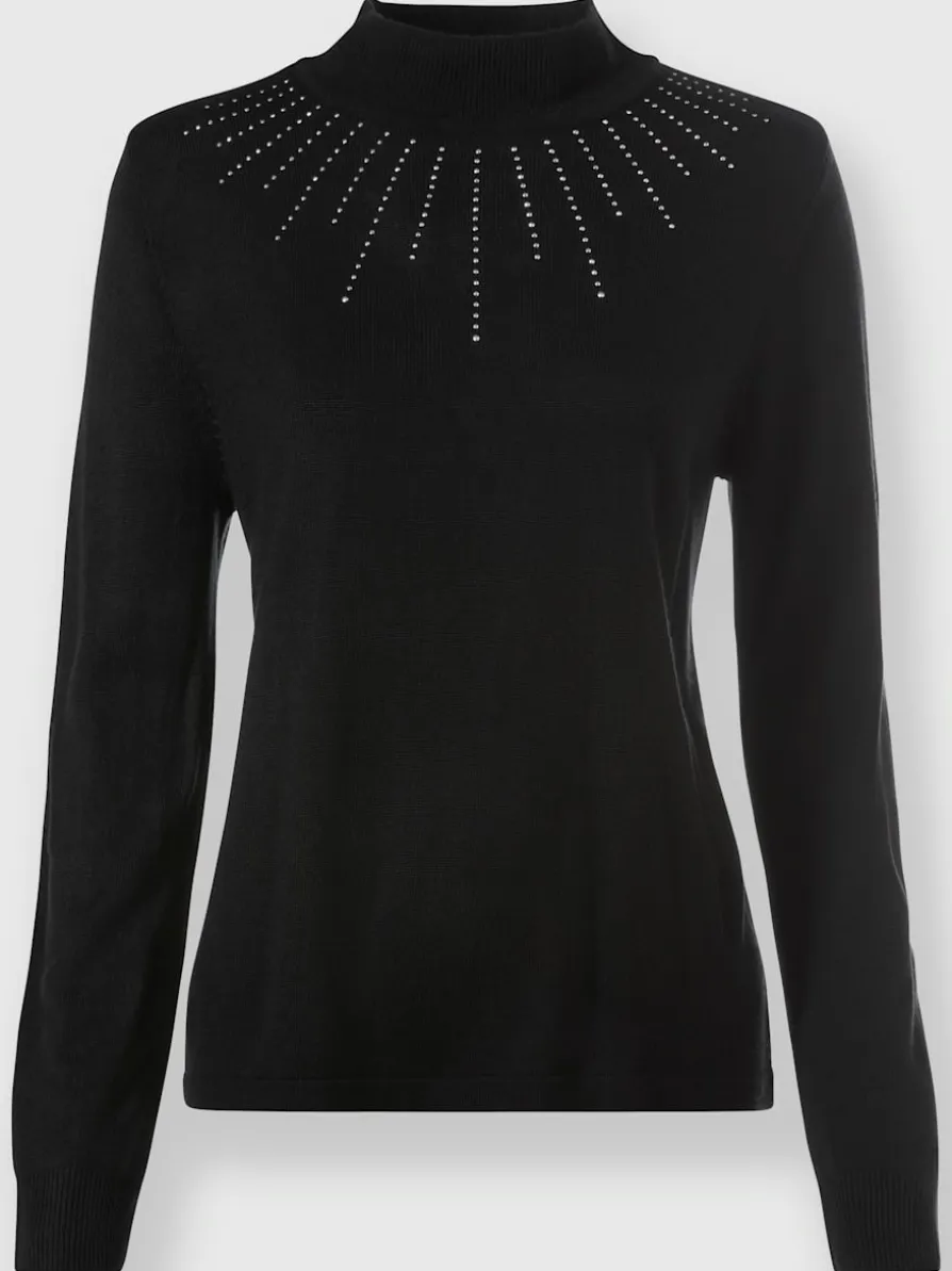 Pull à col montant petites pierres brillantes fantaisie