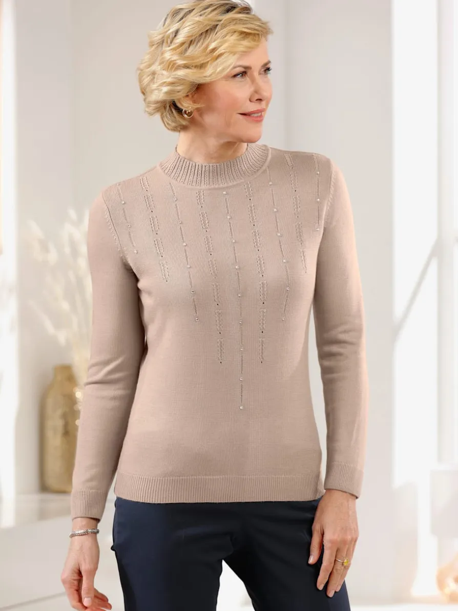 Pull à col montant petites pierres brillantes fantaisie