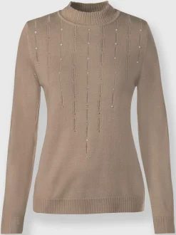 Pull à col montant petites pierres brillantes fantaisie