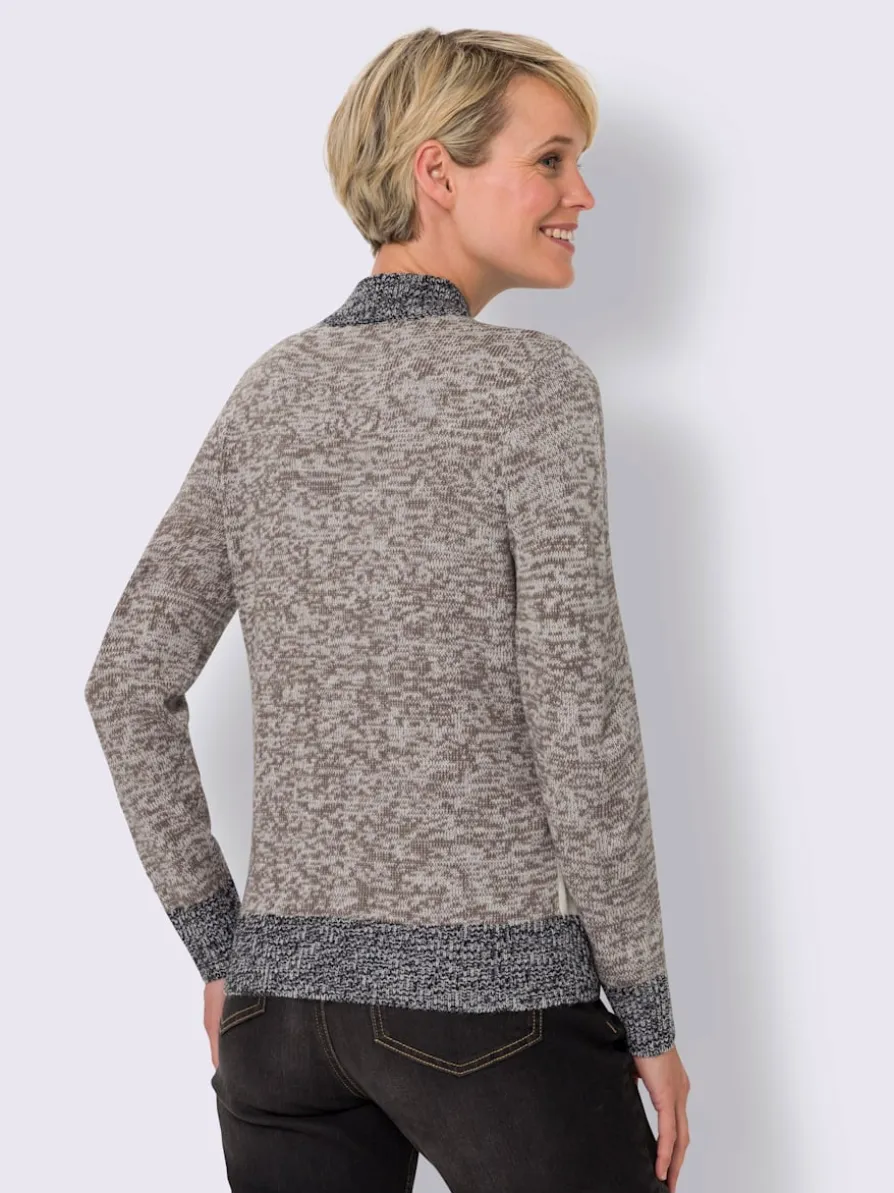 Pull à col montant tricot chiné