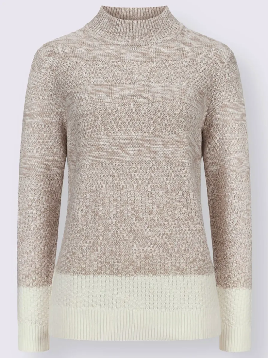 Pull à col montant tricot chiné