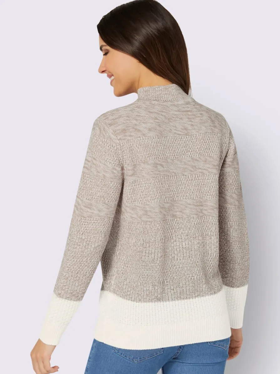 Pull à col montant tricot chiné