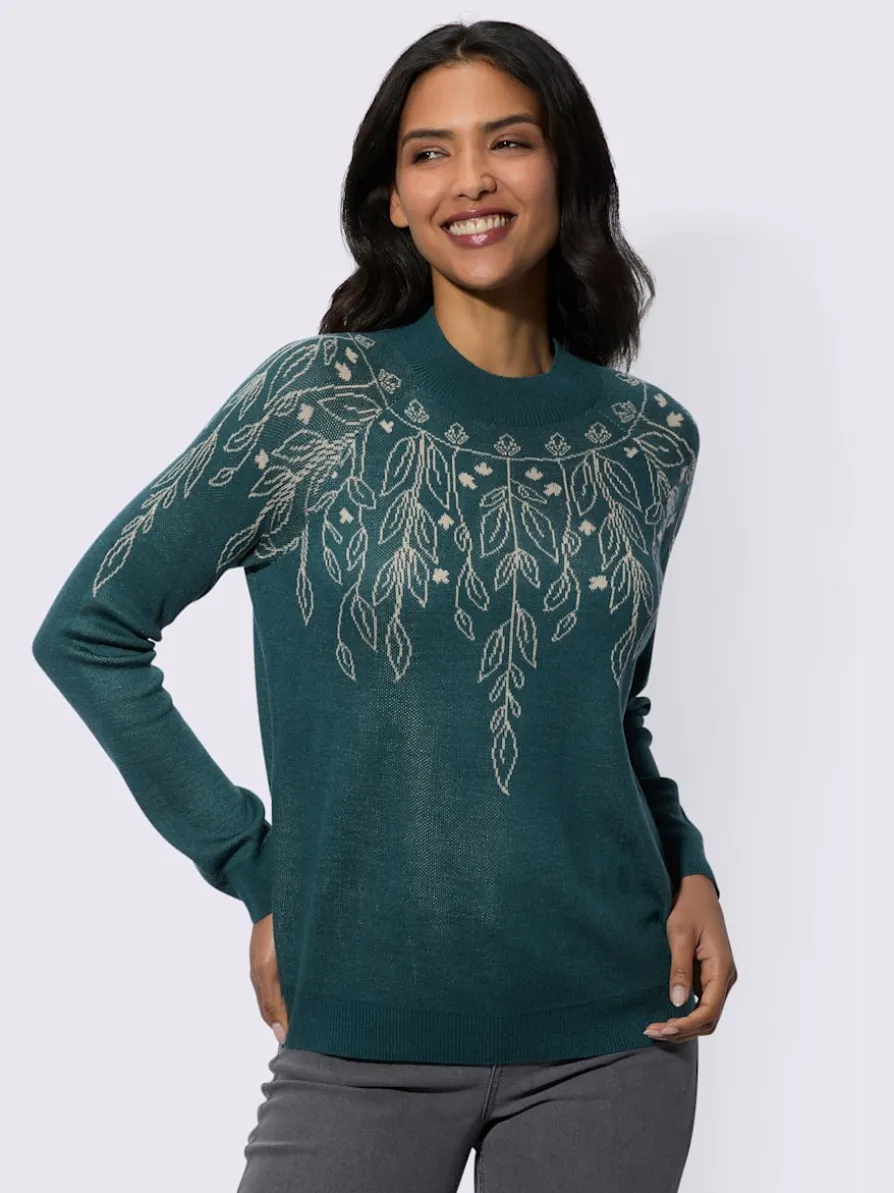 Pull à col montant tricot jacquard de qualité