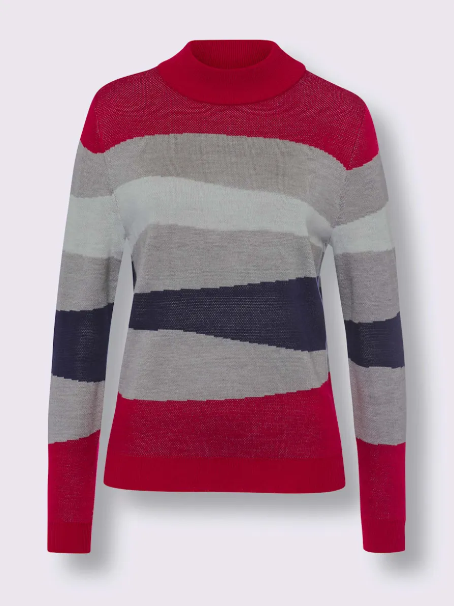 Pull à col montant tricot jacquard de qualité
