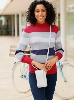 Pull à col montant tricot jacquard de qualité