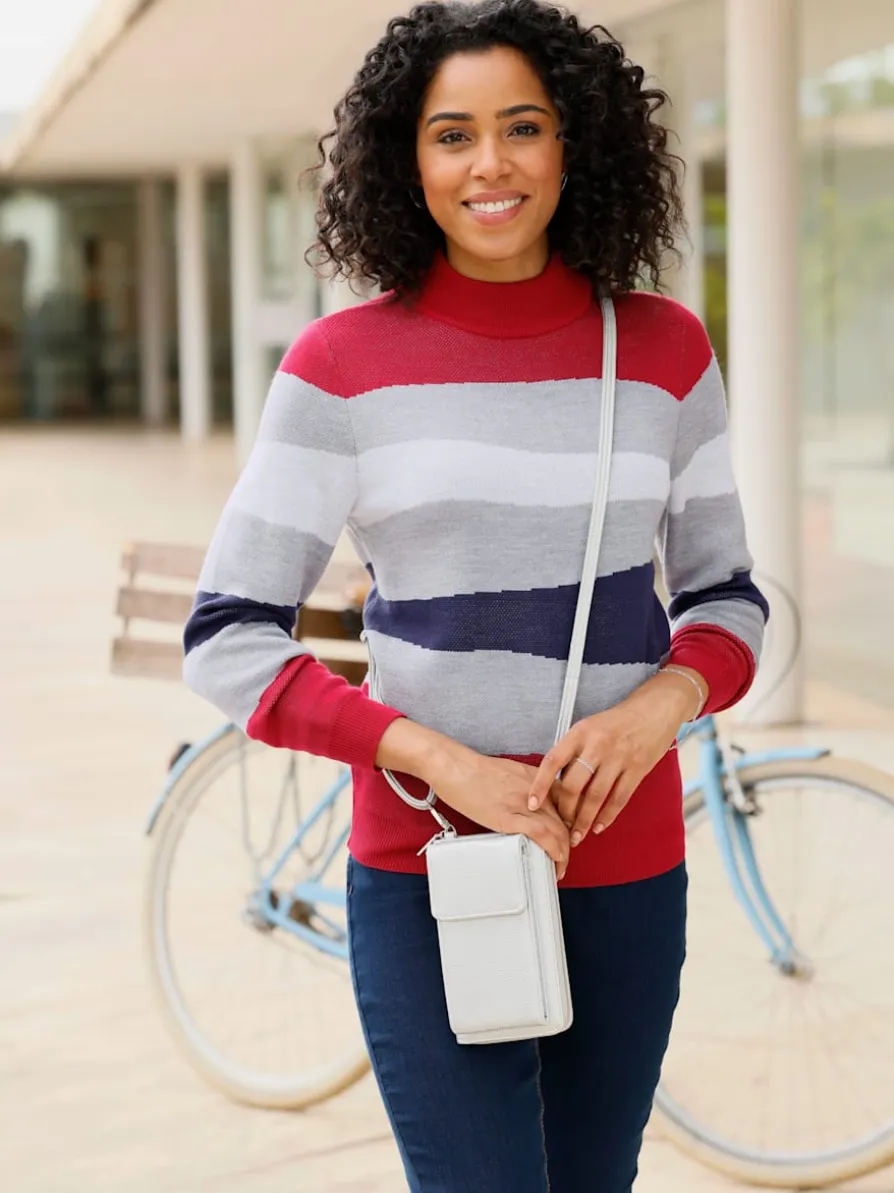Pull à col montant tricot jacquard de qualité