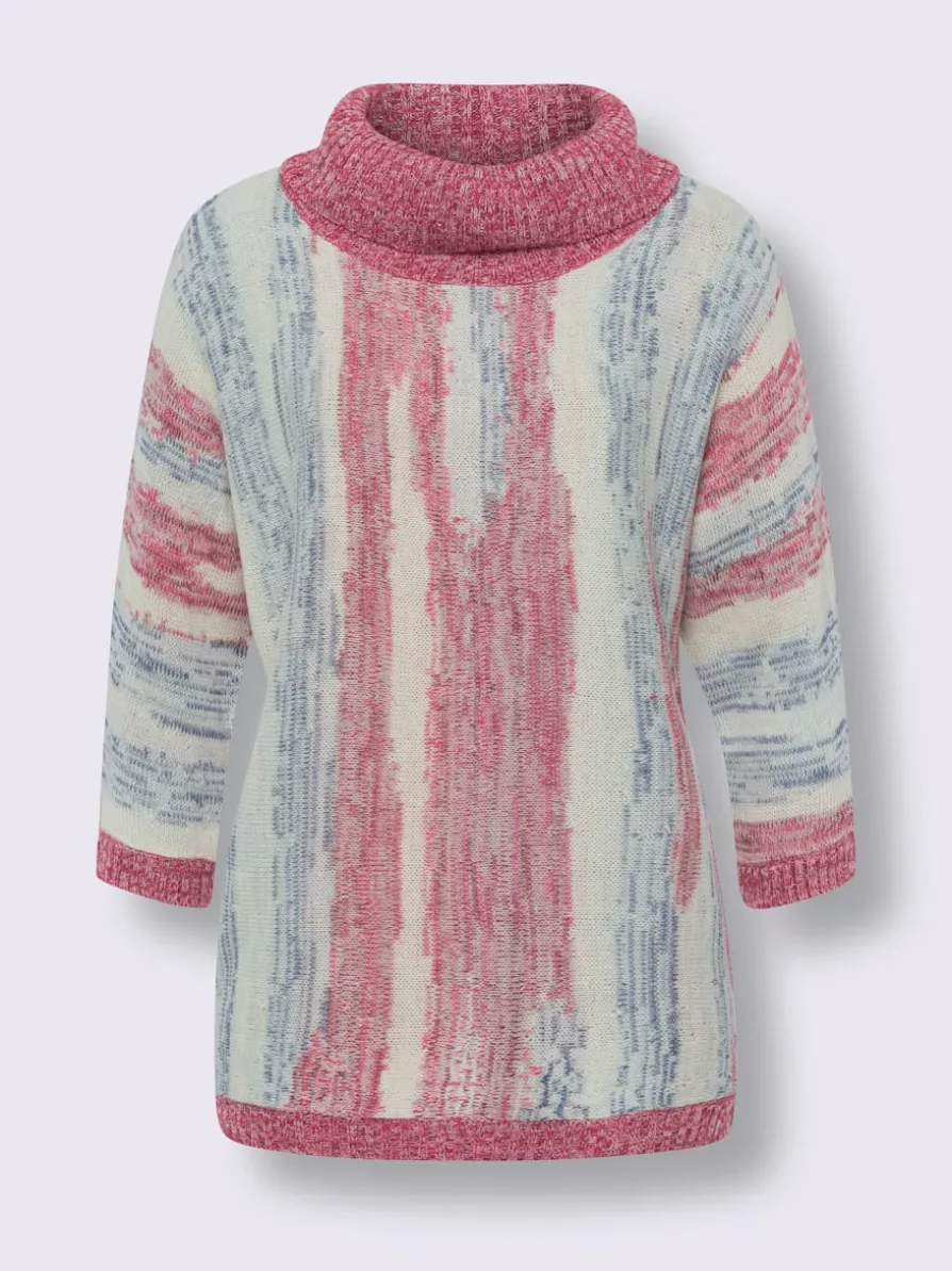 Pull à col roulé tricot jacquard de qualité