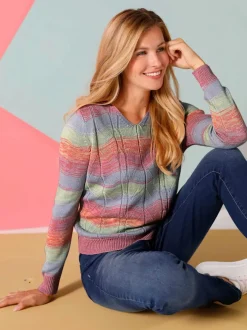 Pull à encolure en v avec motif ajouré