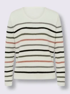 Pull à encolure en v tricot côtelé moderne
