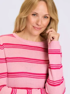 Pull encolure ronde joli motif à rayures