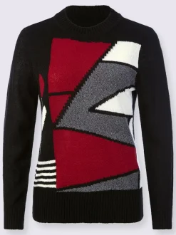 Pull encolure ronde motif intarsia