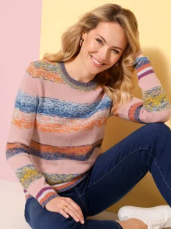 Pull encolure ronde motif rayé moderne
