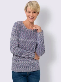 Pull encolure ronde tricot chiné