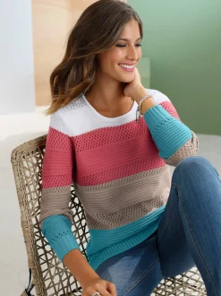Pull femme détails graphiques tricotés