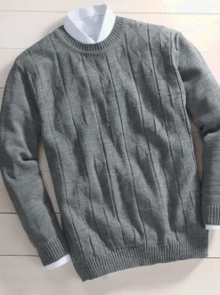 Pull homme coupe droite motif tricoté à losanges
