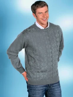 Pull homme coupe droite motif tricoté à losanges