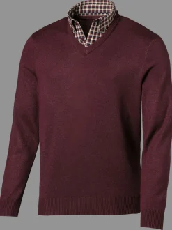 Pull homme 2-en-1 empiècement col chemise