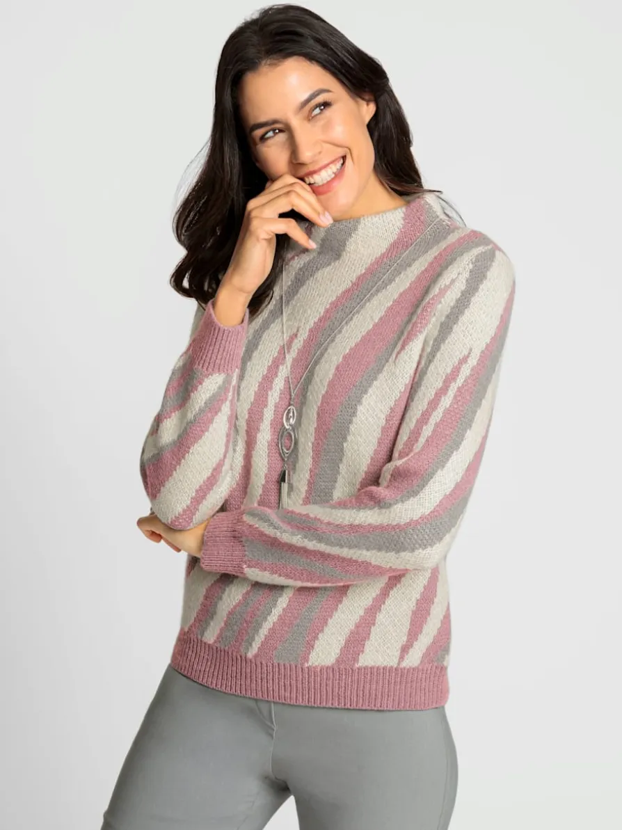 Pull jacquard col corolle