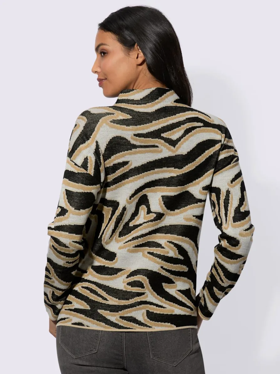 Pull jacquard col corolle
