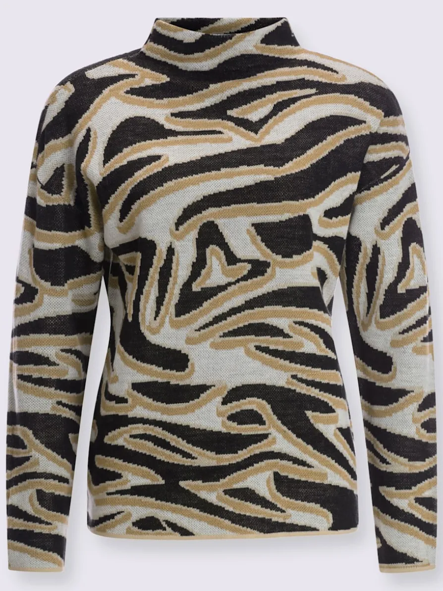 Pull jacquard col corolle