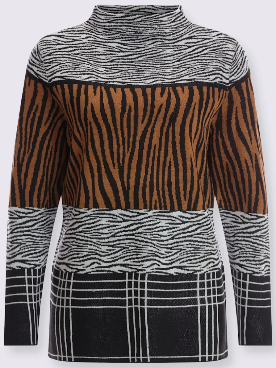 Pull jacquard col corolle
