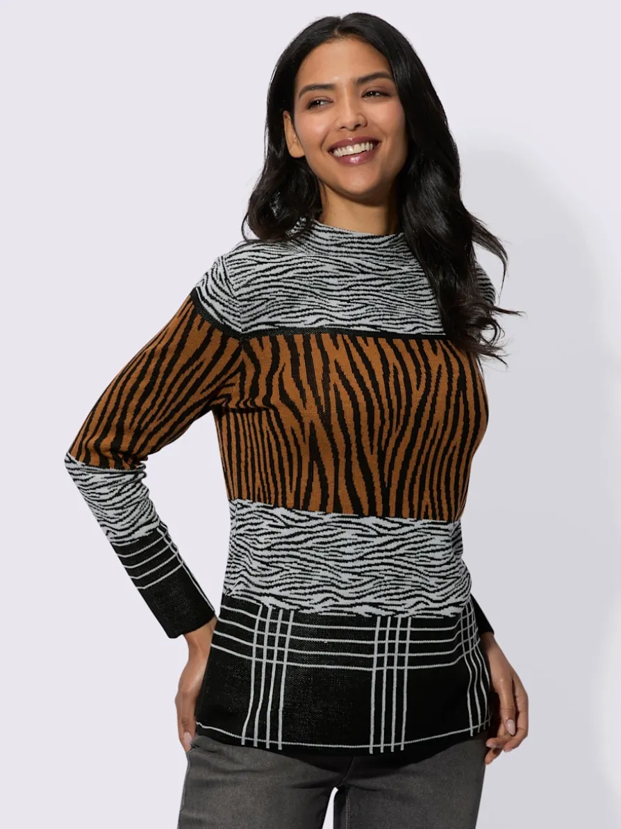 Pull jacquard col corolle
