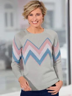 Pull jacquard finitions côtelées