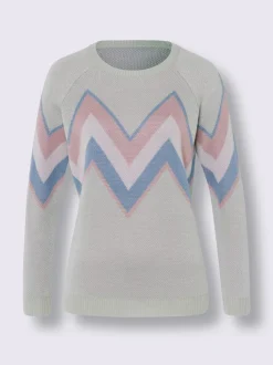 Pull jacquard finitions côtelées