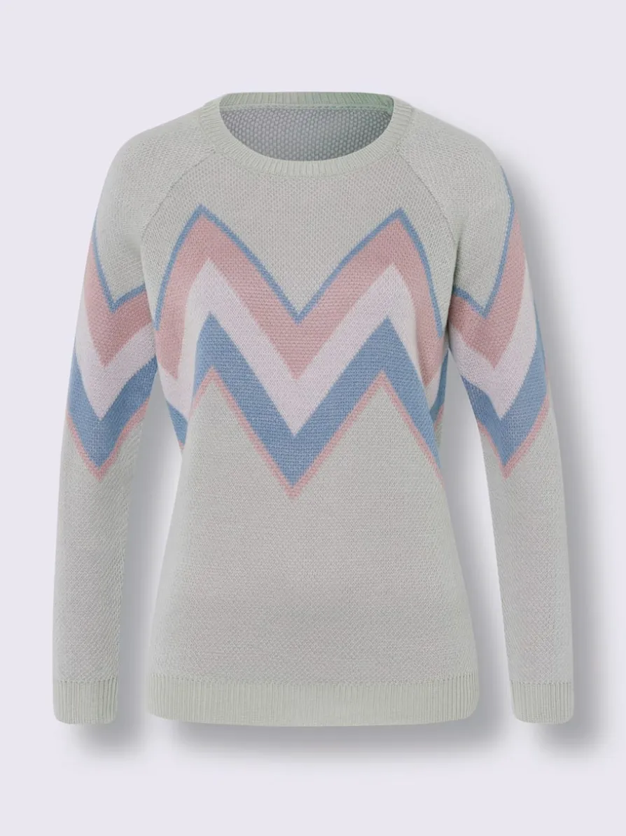 Pull jacquard finitions côtelées
