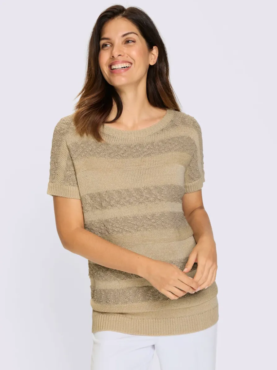 Pull long fil brillant couleur or