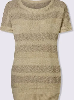 Pull long fil brillant couleur or