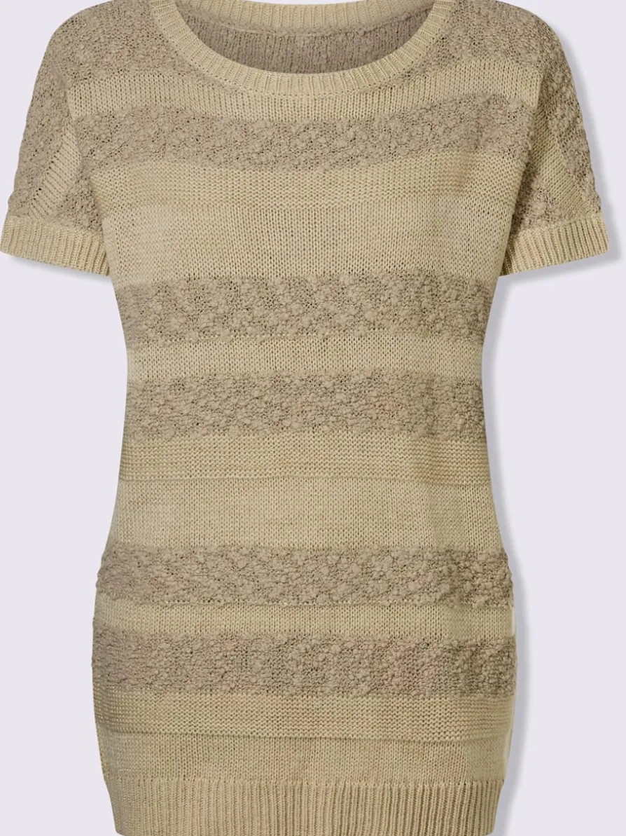 Pull long fil brillant couleur or