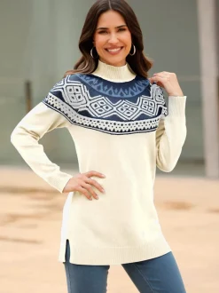 Pull long joli motif norvégien