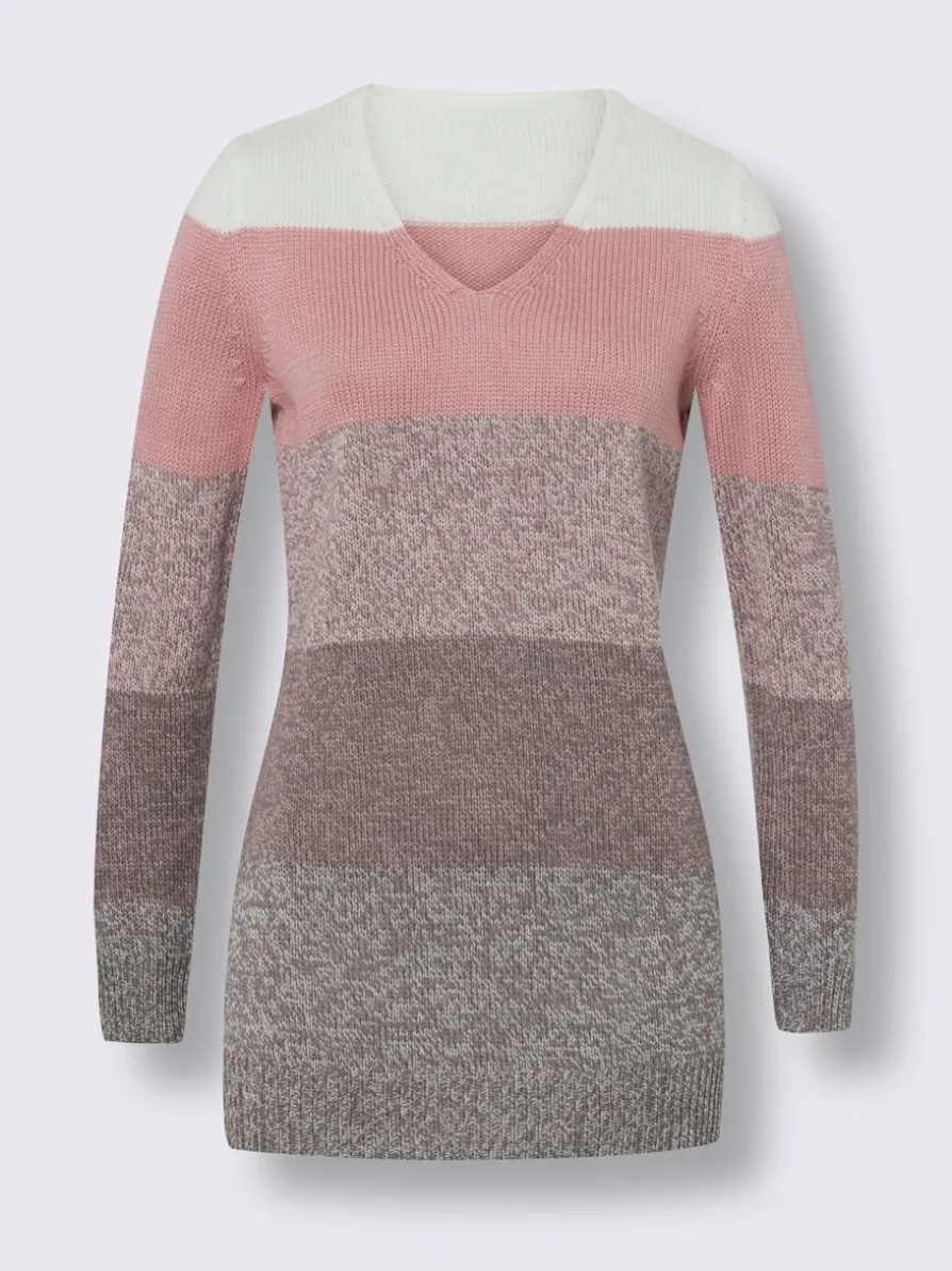 Pull long larges rayures sportives
