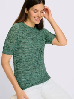 Pull à manches courtes fil chiné doux