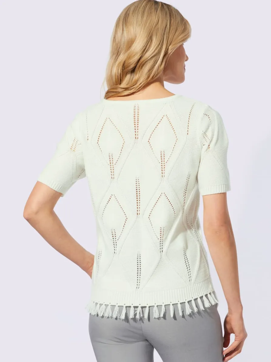 Pull à manches courtes motif ajouré léger