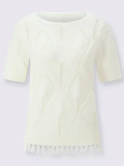 Pull à manches courtes motif ajouré léger