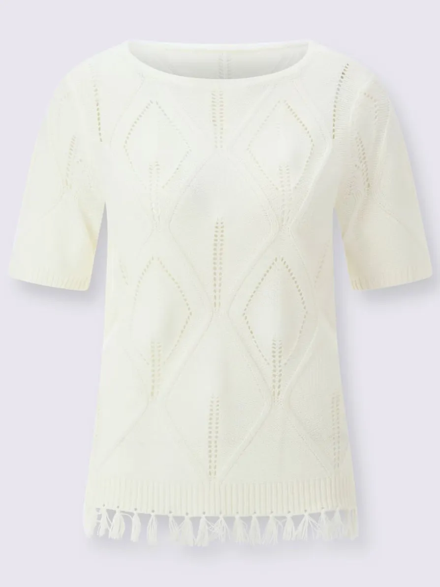 Pull à manches courtes motif ajouré léger