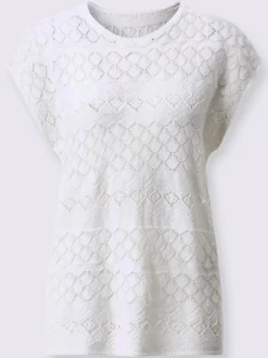 Pull à manches courtes motif ajouré léger