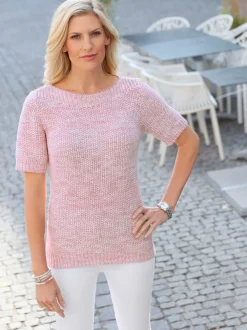 Pull manches courtes motif tricoté