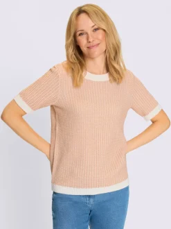 Pull à manches courtes motif tricoté décoratif