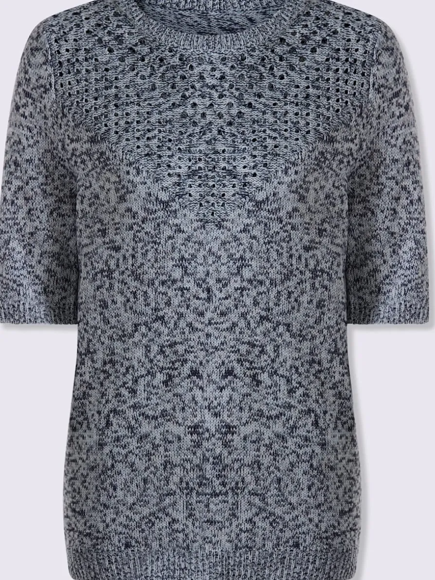 Pull à manches courtes tricot chiné