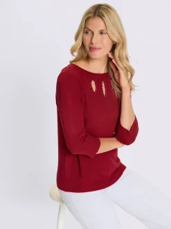 Pull à manches 3/4 découpes raffinées