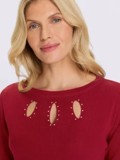 Pull à manches 3/4 découpes raffinées