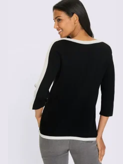 Pull à manches 3/4 détails contrastés