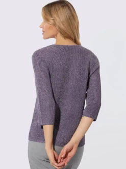 Pull à manches 3/4 encolure en v féminine