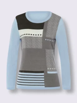 Pull à manches longues motif intarsia
